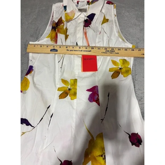 Max&Co. Womens Size 4 Ernest White Floral Poplin Midi Shirt Dress - Picture 2 of 9